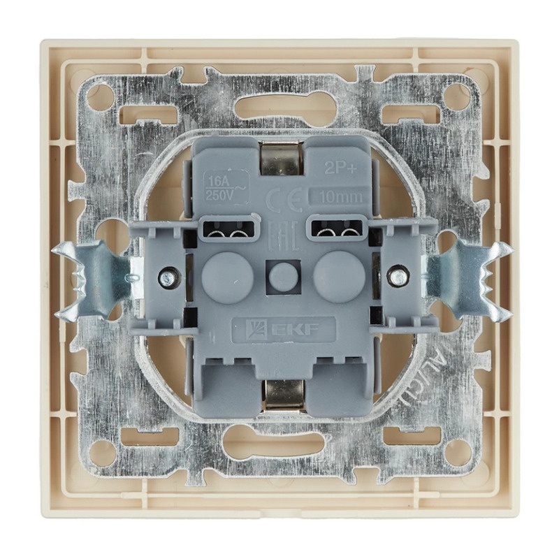 Розетка с/у Минск ERR16-029-200-44, 1 гнездо, с/з, з/ш и крышкой, IP44, бежевая