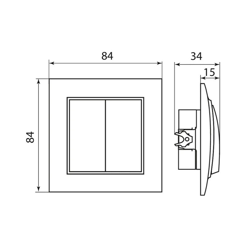 Выключатель с/у Минск ERV10-023-20, 2 клавиши, б/инд, бежевый