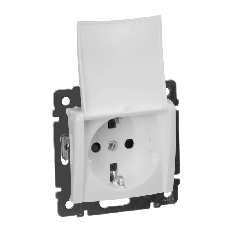 Розетка с/у Valena 694270, 1 гнездо, с/з, з/ш и крышкой, белая