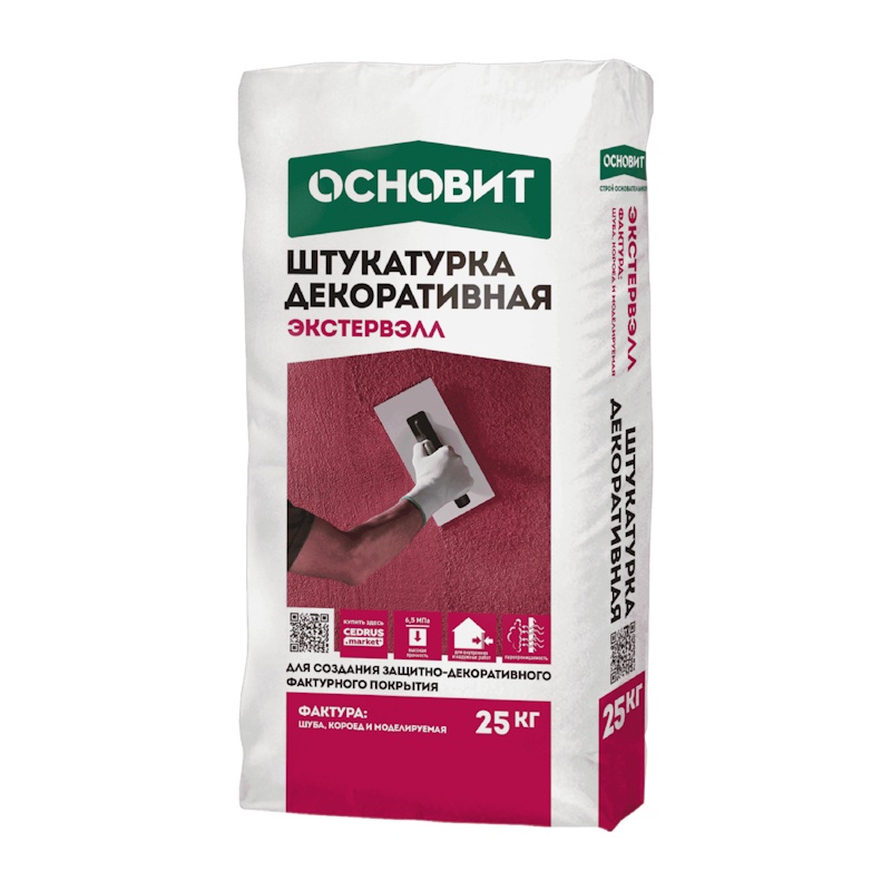Штукатурка декоративная Основит Короед Экстервэлл OS-2,0 WK белая (25 кг)