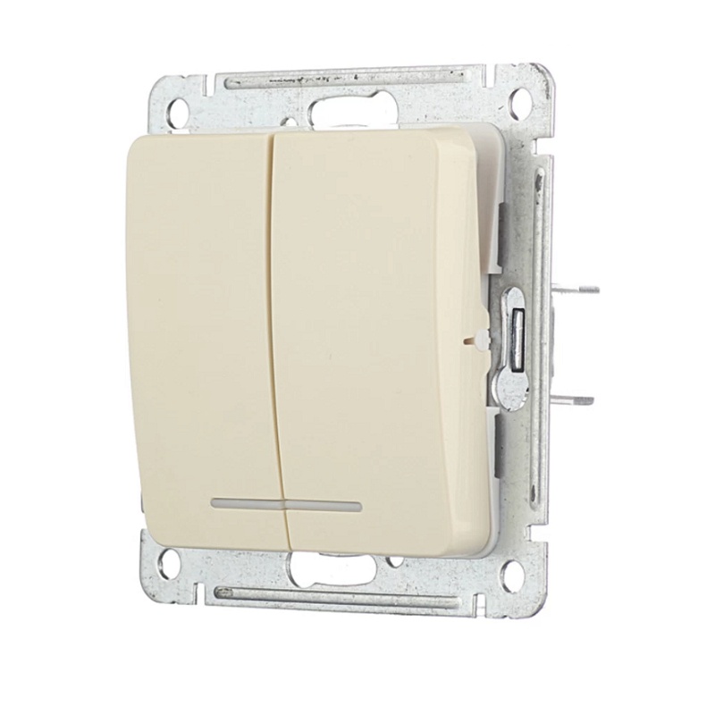 Выключатель с/у Master ВС10-452-01, 2 клавиши, с/инд, слоновая кость