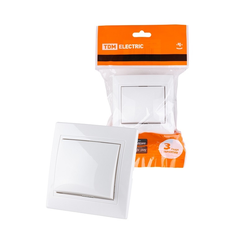 Выключатель с/у Таймыр SQ1814-0001, 1 клавиша, б/инд, белый