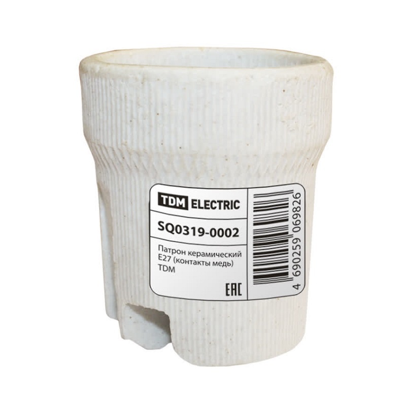 Патрон E27 керамический подвесной 4А, 230В, контакты медь