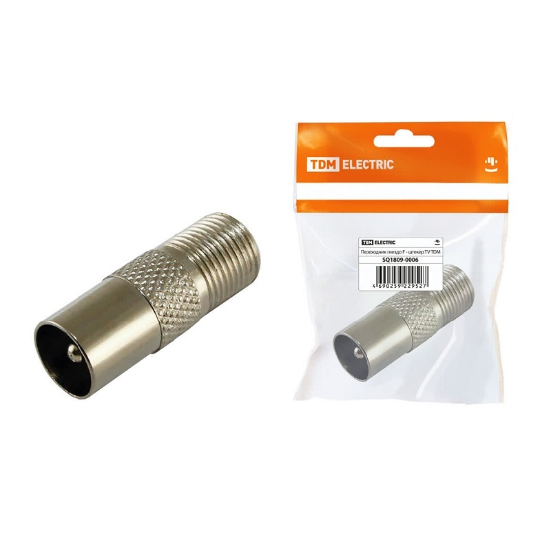 Переходник гнездо F-штекер TV, металл