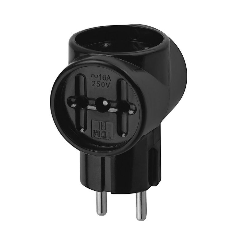 Разветвитель 3 гнезда Ретро, б/з, 16А, 230В, карболит, черный