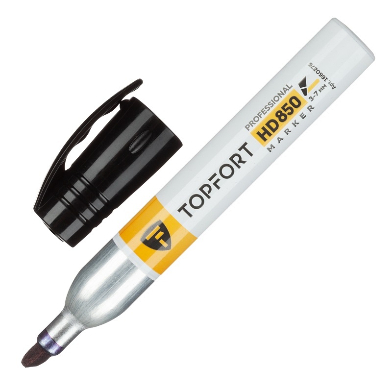 Маркер для агрессивной среды Topfort HD 850 черный 3-7 мм, скош. наконечник