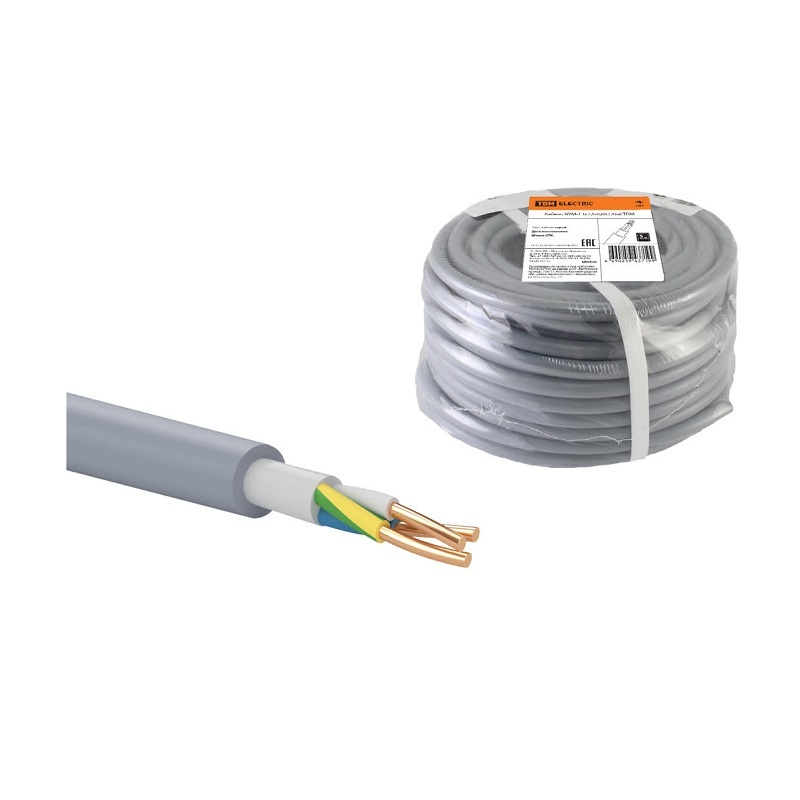 Кабель NYM 3х2,5мм2, серый (1 п.м.)