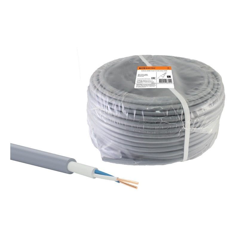 Кабель NYM 2х2,5мм2, серый (1 п.м.)