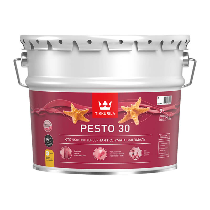 Краска алкидная Tikkurila Euro Pesto 30 С полуматовая (9 л)