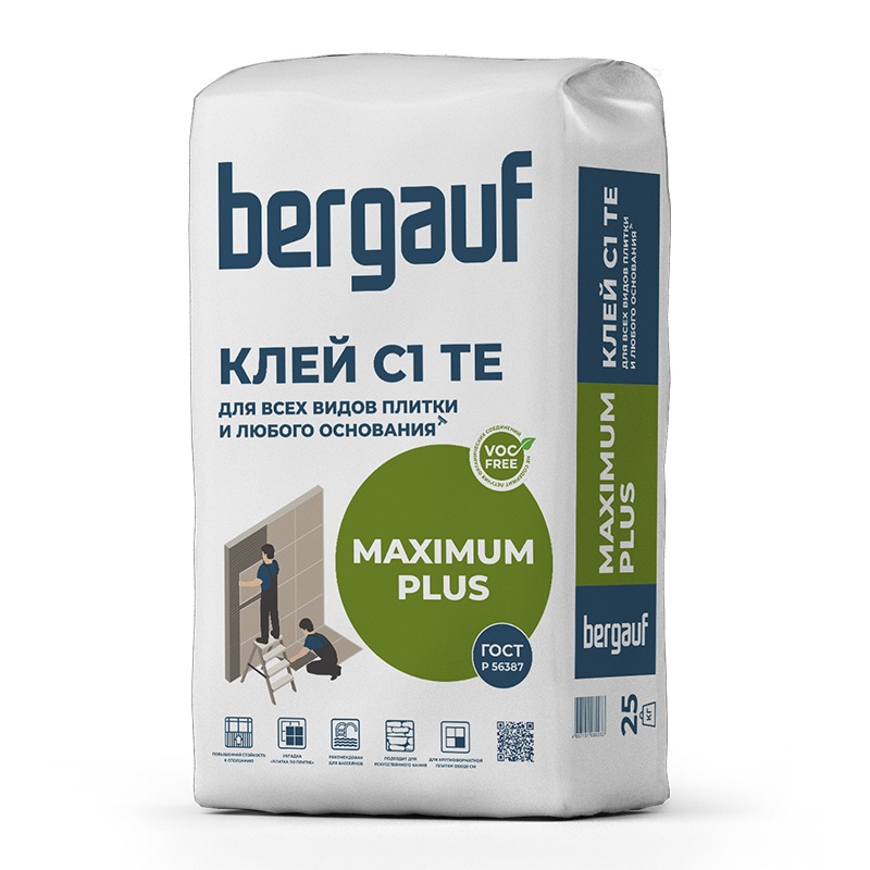 Клей для плитки по любым основаниям Bergauf Maximum Plus (25 кг)