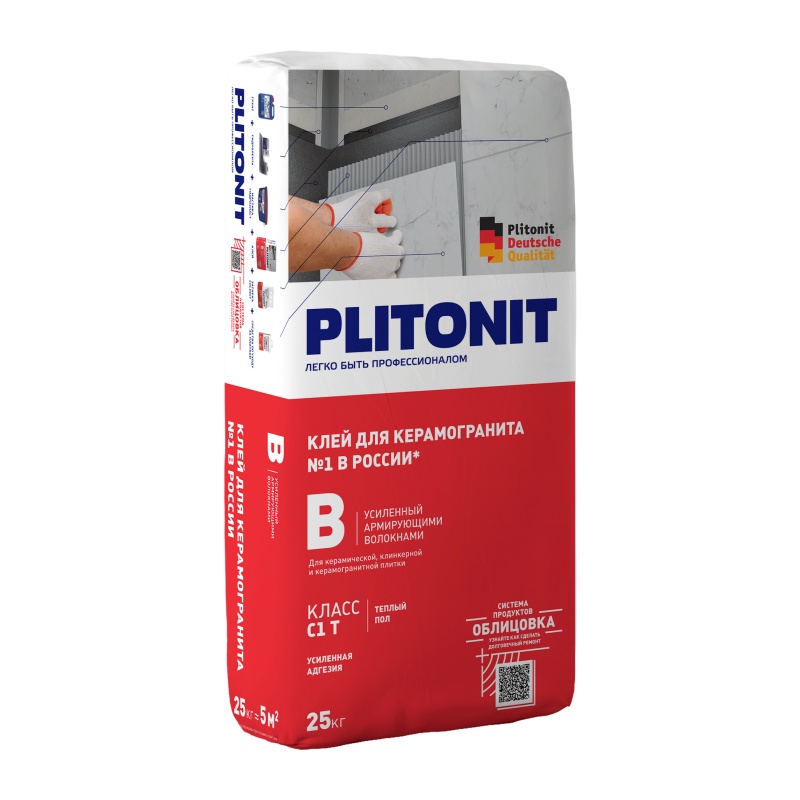 Клей для плитки Plitonit В, усиленный (25 кг)