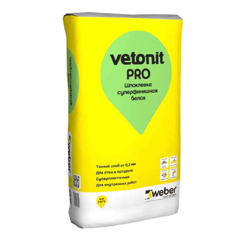 Шпаклевка суперфинишная полимерная Vetonit Pro белая, 25 кг