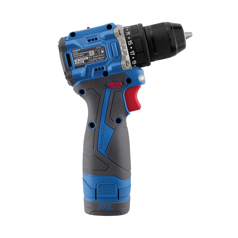 Дрель-шуруповерт Trigger 20130, бесщеточная, 14,4V, 10 мм, 35 Нм, 2 аккумулятора Li-ion (2Ач), кейс