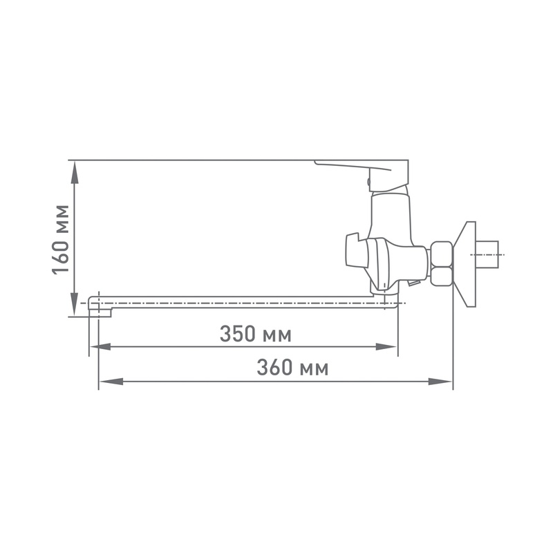 Смеситель для ванны Mix&Fix Flash 5107 с аксессуарами, L- излив 350мм