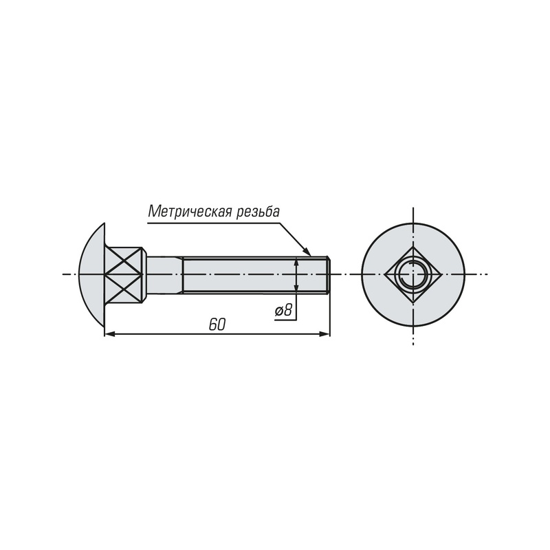 Болт мебельный SWFS DIN603 М8х60 (50 шт)