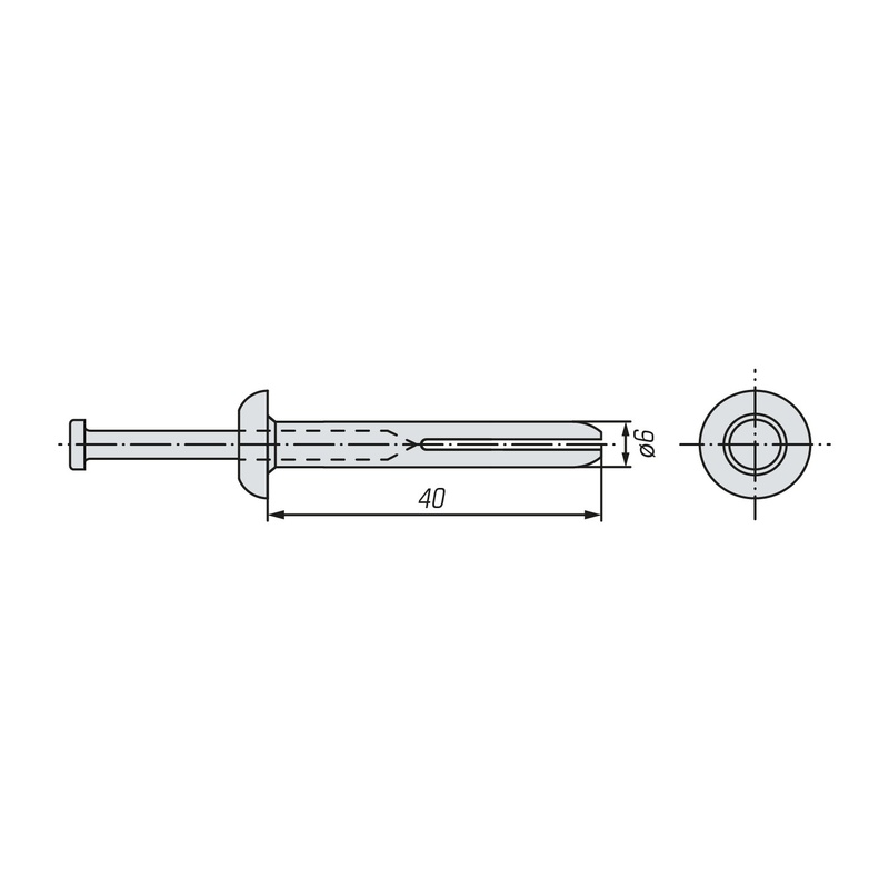 Дюбель-гвоздь металлический SWFS 6х40 (4 шт)