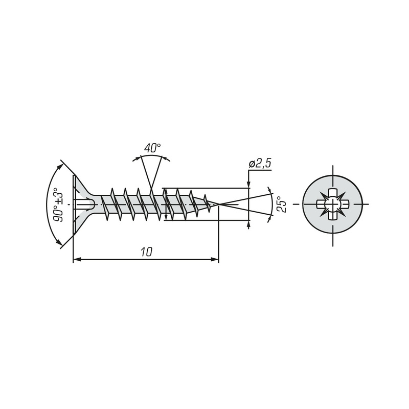 Саморез ШУЦ SWFS 2,5х10 (1000 шт)