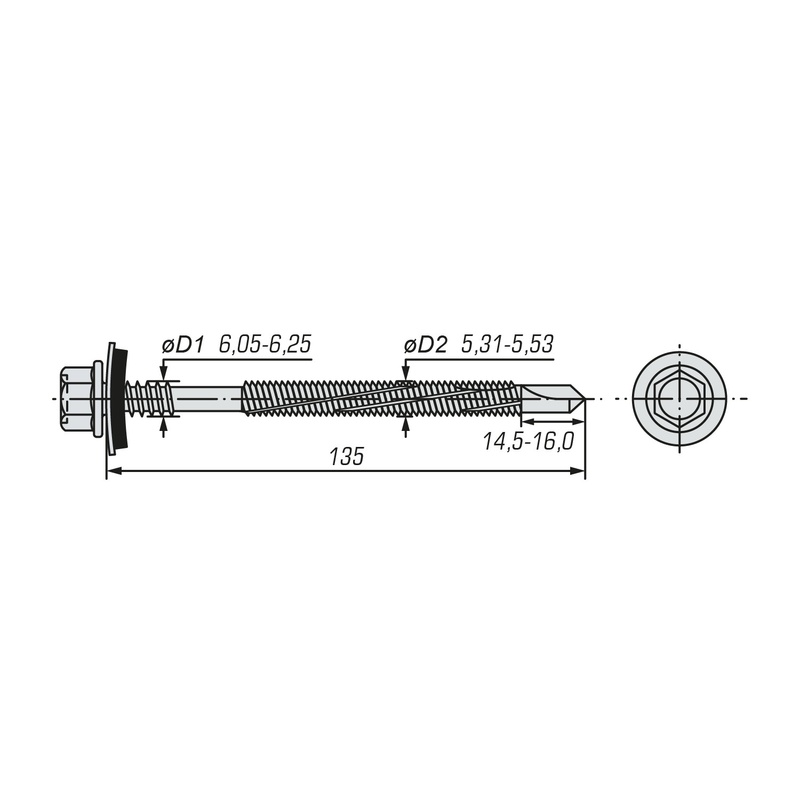 Саморез для сэндвич-панелей SWFS 6,3/5,5х135 (700 шт)