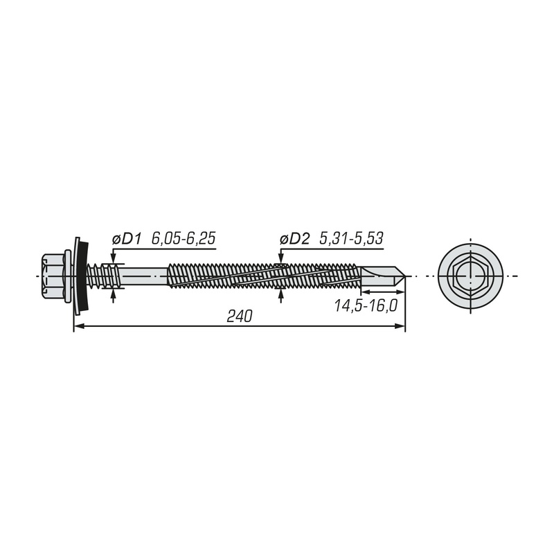 Саморез для сэндвич-панелей SWFS 6,3/5,5х240 (400 шт)