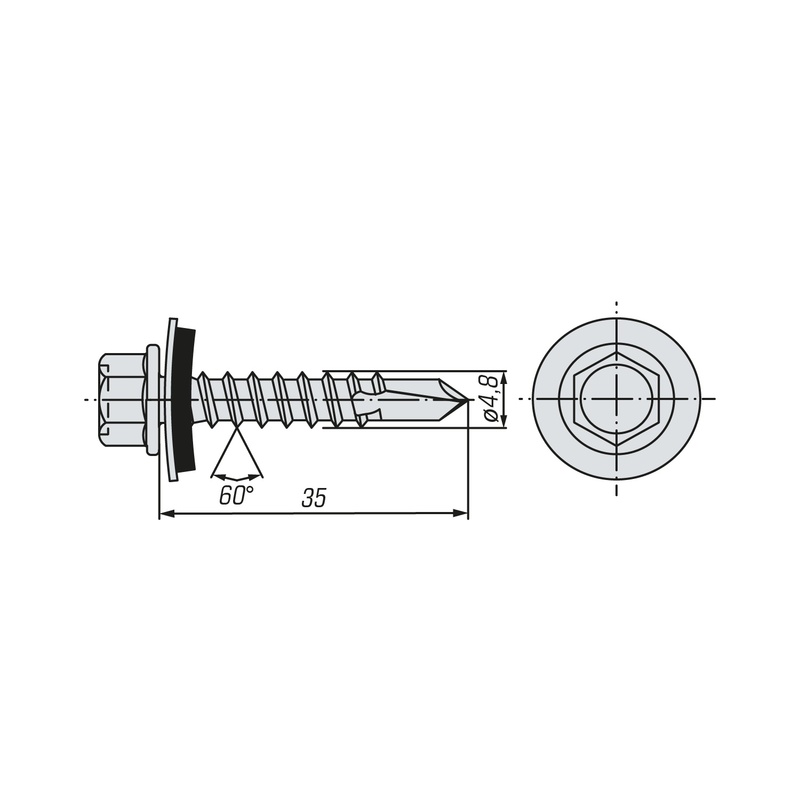 Саморез кровельный SWFS Premium RAL-5021 ZP 4,8х35 (250 шт)