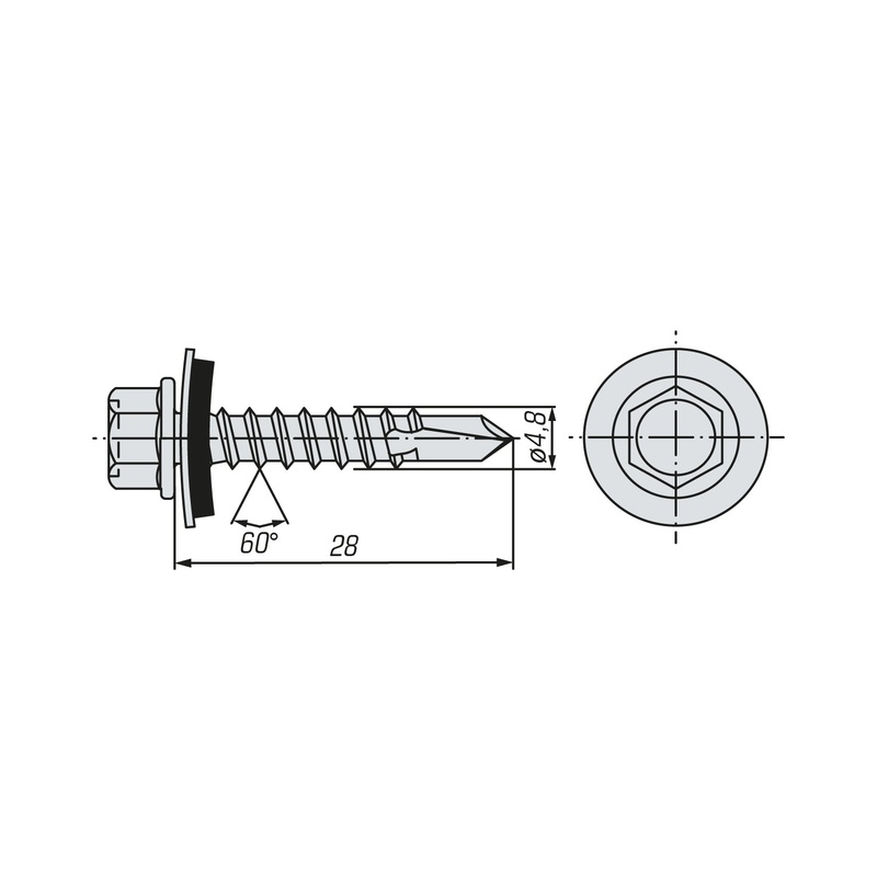 Саморез кровельный SWFS Premium RAL-7004 ZP 4,8х28 (250 шт)