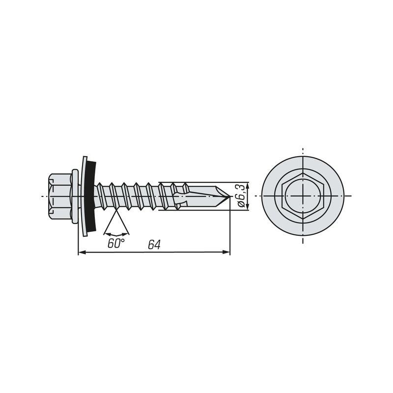 Саморез кровельный SWFS ZP 6,3х64 (200 шт)