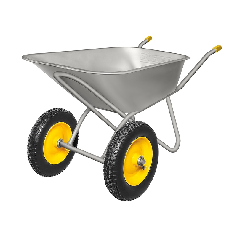 Тачка строительная Biber 99405, 2-колесная, усил. оцинк. 1 мм, 70 л